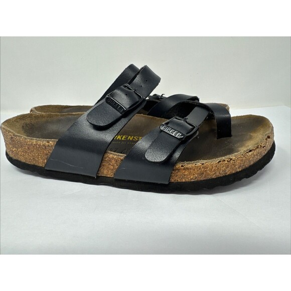 Birkenstock Mayari Black Leather Slip On Sandal Comfort size 36 US 5/5.5 - Picture 4 of 9